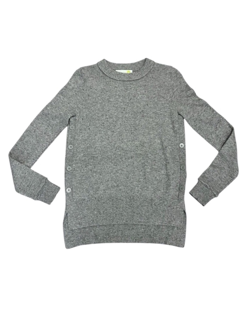 C & C CALIFORNIA Gray Wool/Alpaca Blend Sweater Hi-Lo Hem Button Detail Preppy S - Picture 1 of 5